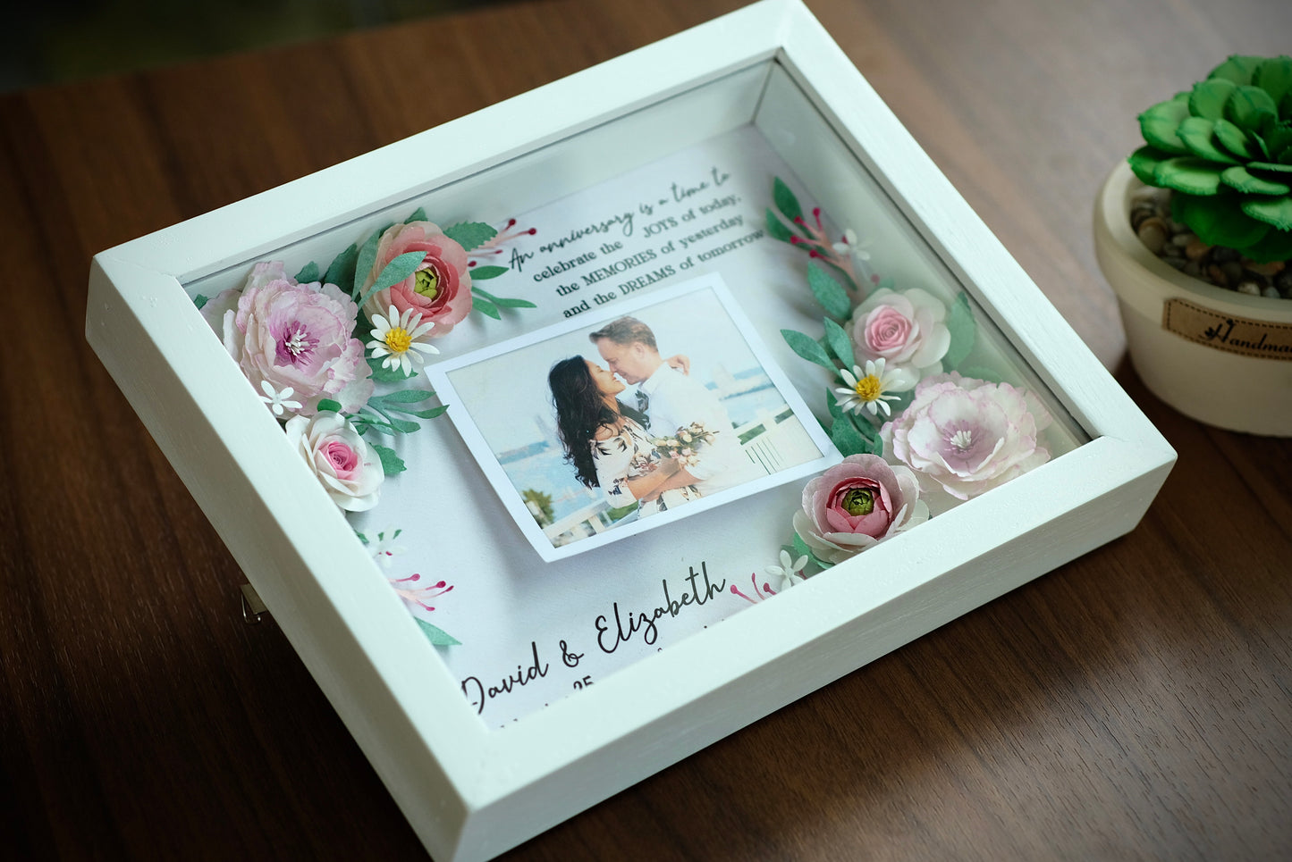 Flower Shadow Box - 25 Years Of Marriage - Gifts For Anniversary - 25th Wedding Annversary Frame