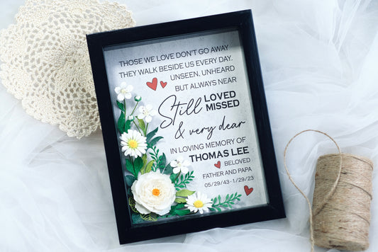 In Loving Memory Flower Shadow Box, Memorial Keepsake, Lost Of Loved One Gift, Memorial Gift, Sympathy Gift, Handmade Flower Frame