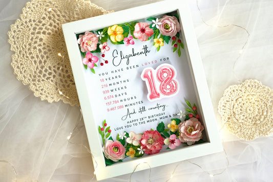 18th Birthday Gift, Flower Shadow Box, Personalized Birthday Gift, Daughter Birthday Gift, Bday Gifts For Daughter