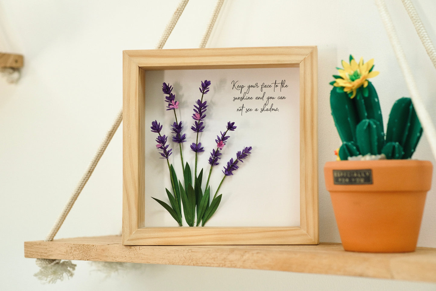 Handmade Lavender Flower Shadow Box, Motivational Frame, Gift For Friends Bestie Sister, Personalized Flower Frame