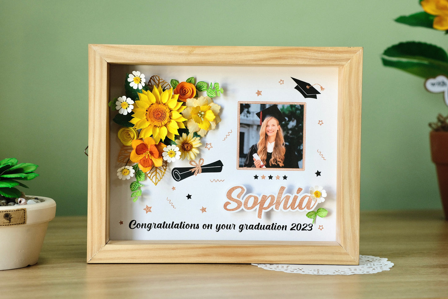 Graduation Gifts, Congratulations On Your Graduation, Flower Shadow Box, Graduation Frame, Graduation Gift For Her