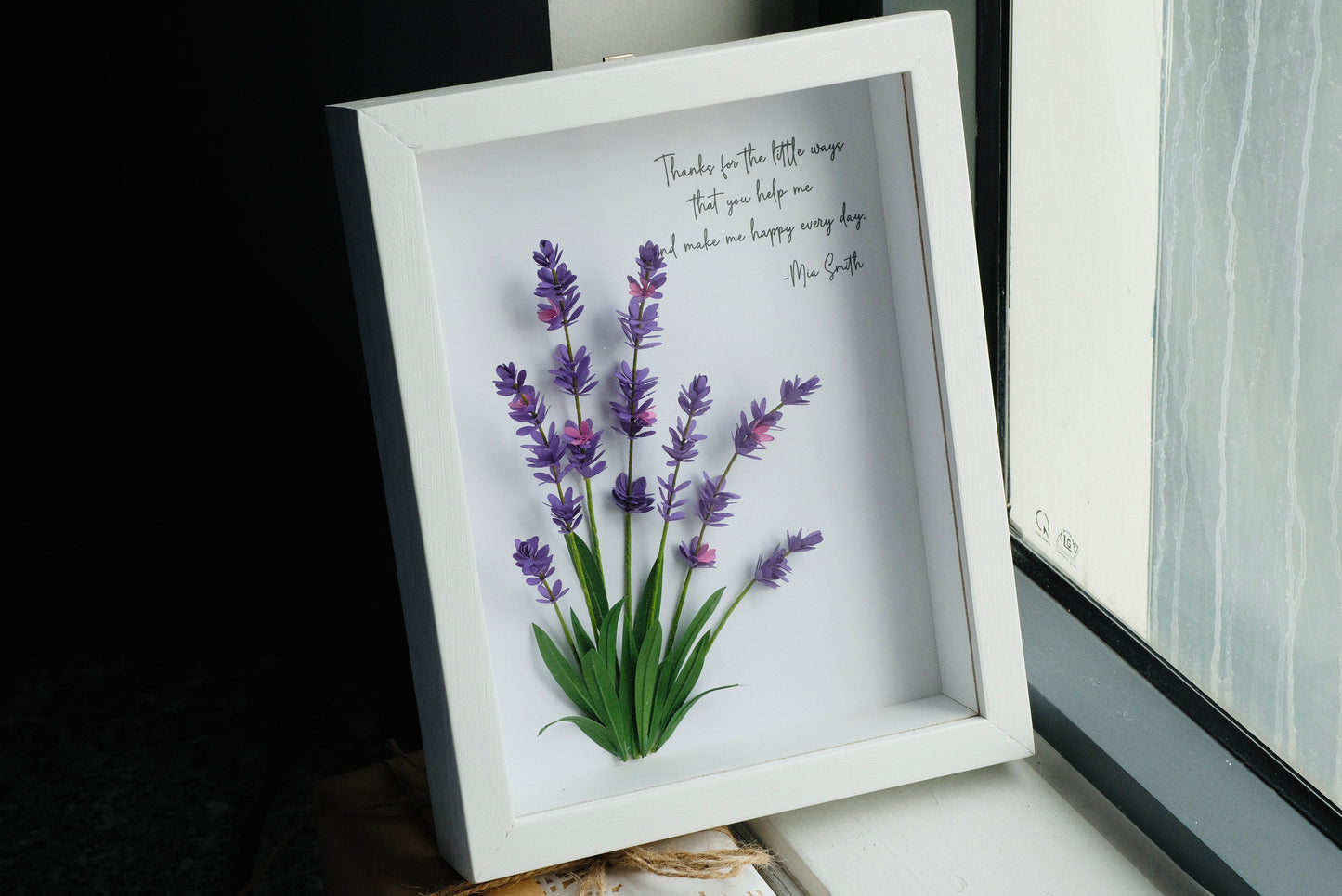 Handmade Lavender Flower Shadow Box, Motivational Frame, Gift For Friends Bestie Sister, Personalized Flower Frame