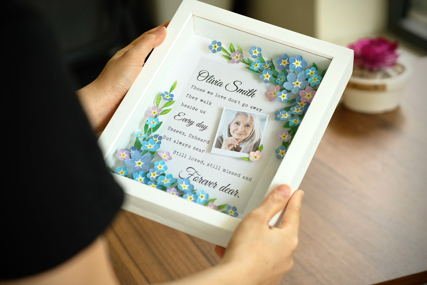 Memorial Shadow Box, Those We Love Don't Go Away, Memorial Flower Shadow Box, Sympathy Gift