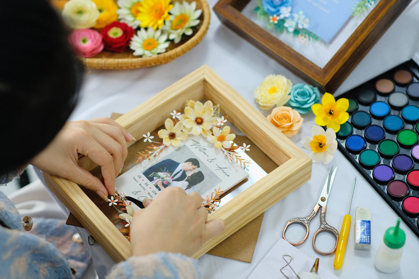 2 Years Anniversary And Counting, Handmade Flower Shadow Box, Anniversary Gift For Wife & Husband, Anniversary Keepsake